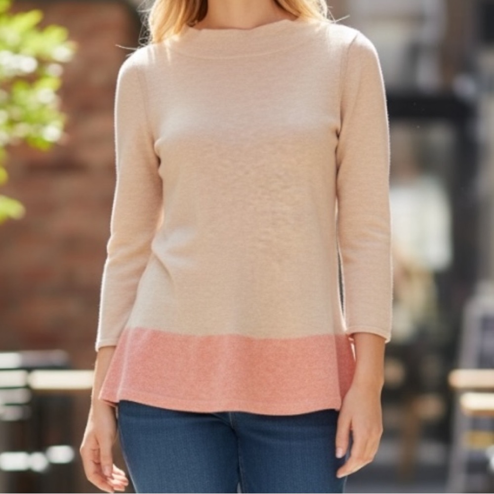 Anthro Angel of the North Cashmere Wool Blend Sweater Peach SZ M